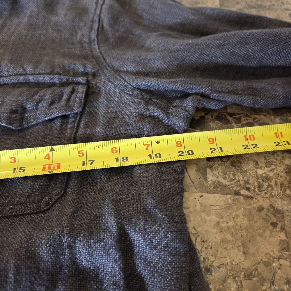 C & C California sz M 100% linen charcoal button up utility jacket lightweight - Picture 7 of 11